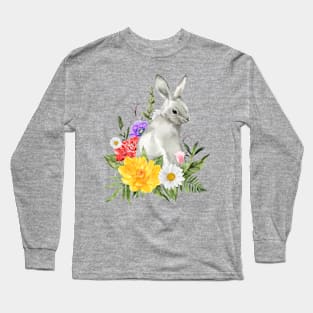 Cute bunny with flowers Long Sleeve T-Shirt